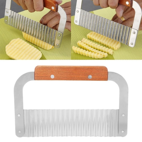 Crinkle Wavy Cutter Stainless Steel Vegetable Potato Chip French Fry Slicer Tool
