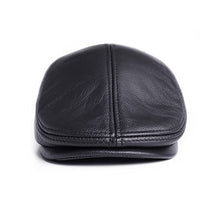 Load image into Gallery viewer, Men&#39;s Real Cowhide Leather Beret Hunting Cap Beanie Trucker Cap Mens Sports Hat