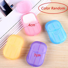 Load image into Gallery viewer, 20pcs/box Portable Outdoor Travel Soap Paper Washing Hand Bath Clean Scented Slice Sheets Disposable Boxes Soap Mini Paper Soap