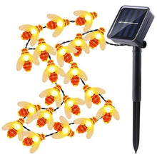 Load image into Gallery viewer, 20 LED Solar Honey Bee Fairy String Lights Outdoor Garden Wedding Party DIY