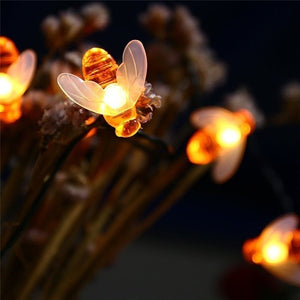 20 LED Solar Honey Bee Fairy String Lights Outdoor Garden Wedding Party DIY