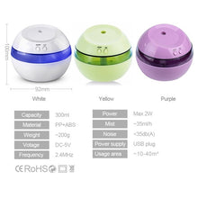 Load image into Gallery viewer, USB Ultrasonic Air Aroma Humidifier Color LED Lights Electric Aromatherapy Essential Oil Aroma Diffuser 290ml humidifier