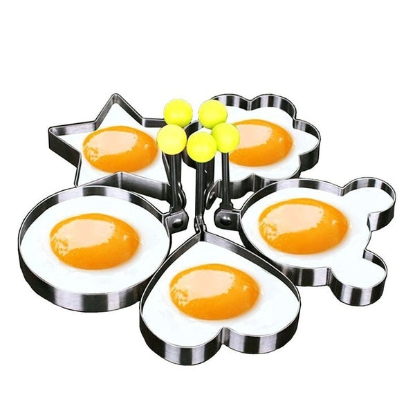 5pcs/set Stainless steel Cute Shaped Fried Egg Mold Pancake Rings Mold Kitchen Tool