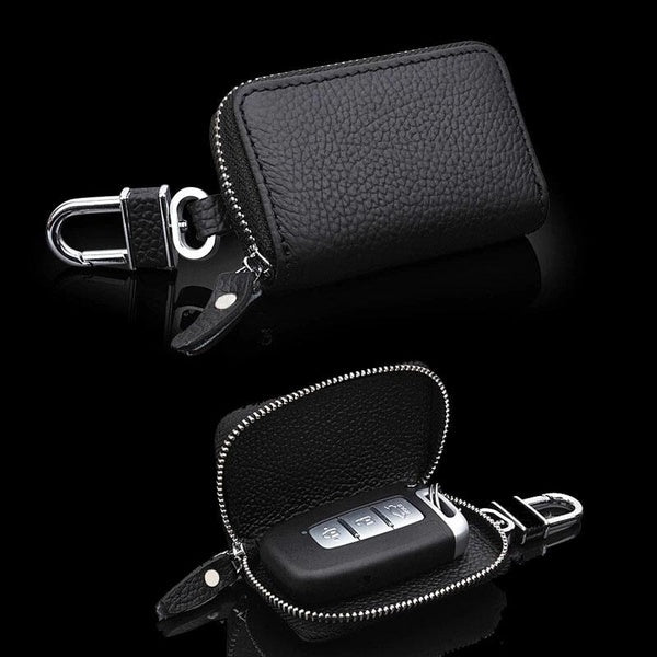 Auto Car Key Leather Case Pouch Remote Keychain Key Bag Holder Organizer