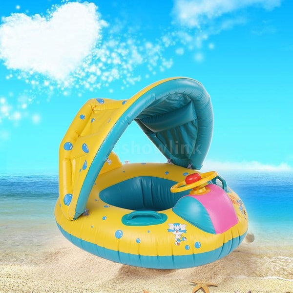 Summer Baby Kids Swim Ring Seat Float Boat Inflatable Trainer Pool