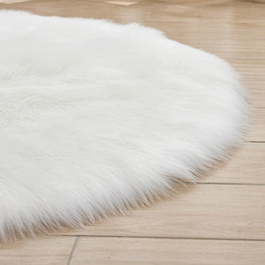 Fluffy Round Rug Artificial Wool Floor Carpet Home Decor