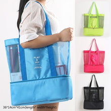 Load image into Gallery viewer, Portable Insulated Cooler Bag Food Picnic Beach Mesh Bags Cooler Tote Waterproof Bags