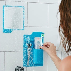 Silicone Toothbrush Holder Bathroom Organizer Wall Storage Cup Toothpaste Razor Rack for Shower and Bathroom