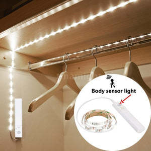 Sensor Strip Light Cabinet Lamp with Automatic & Manual 2 Switch Modes Remote Battery Powered Operated 1M 30LEDs SMD2835 for Wardrobe Cabinet Closet Cupboard