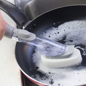 Refill Dish Washing Brush Pot Cleaning Sponge Soap Dispenser Kitchen Wash Tools