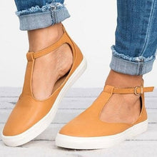 Load image into Gallery viewer, Women Flats Loafers Cutout Casual Leather Shoes T-Strap Sneakers