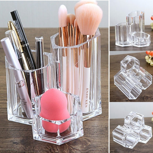 Makeup Brush Lipstick Tube Transparent Acrylic Eyebrow Pencil Storage Box