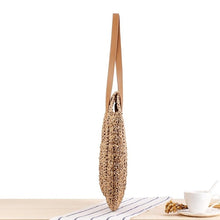 Load image into Gallery viewer, Summer New Fashion Outdoor Circular Beach Straw Braided Woven Beach Bag Travel Sling Bag Tote Bag