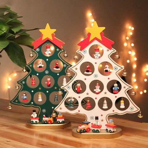 DIY Wooden Christmas Ornaments Festival Party Xmas Tree Table Desk Decoration