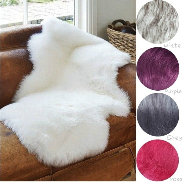 4-in-1 Super Soft Washable Shiny Sheepskin Fur Wool Carpets Runner Rugs