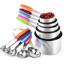 Load image into Gallery viewer, Measuring Cups and Spoons Set in 18/8 Stainless Steel,Kitchen tools use for Baking cake cooking making Measuring