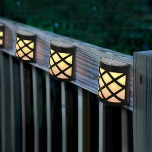 4pcs Waterproof Solar Power LED Light Wall-mounted Lamp For Garden Path Courtyard Fence