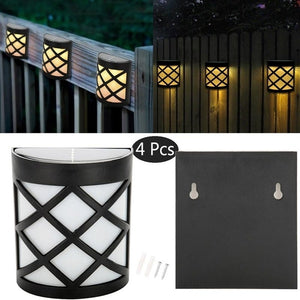 4pcs Waterproof Solar Power LED Light Wall-mounted Lamp For Garden Path Courtyard Fence