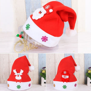 LED Christmas Hat Santa Claus Reindeer Snowman Hats New Year Xmas Gifts Cap