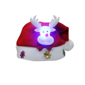 LED Christmas Hat Santa Claus Reindeer Snowman Hats New Year Xmas Gifts Cap
