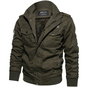 Long Sleeve Outdoor Casual Zipper Jackets Velvet Military Jacket