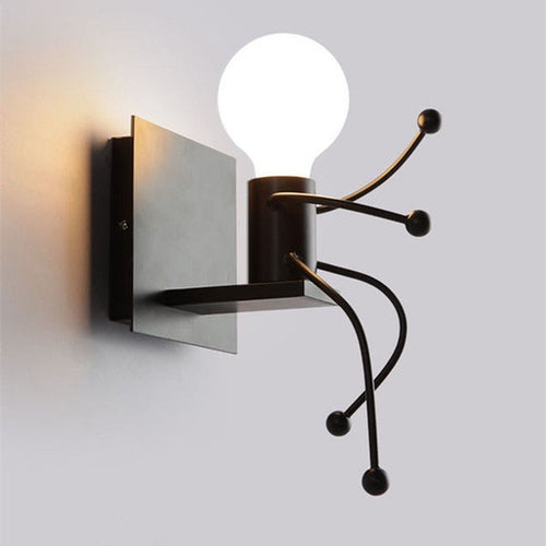 Modern Cartoon Doll Wall Light LED Creative Mounted Iron Applique Lighting Lamp for Kids Bedroom
