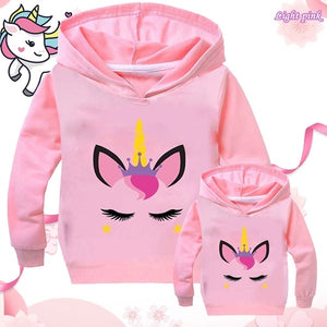New Girls Fashion Hooded Sweatshirt Casual Long Sleeve Printed Solid Color for Baby Children