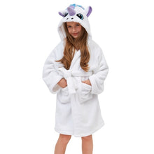 Load image into Gallery viewer, Kids Unicorn Hooded Robe Fleece Hoody Sleepwear Pajamas