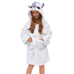 Kids Unicorn Hooded Robe Fleece Hoody Sleepwear Pajamas