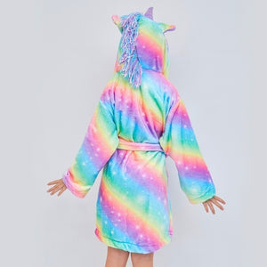 Kids Unicorn Hooded Robe Fleece Hoody Sleepwear Pajamas