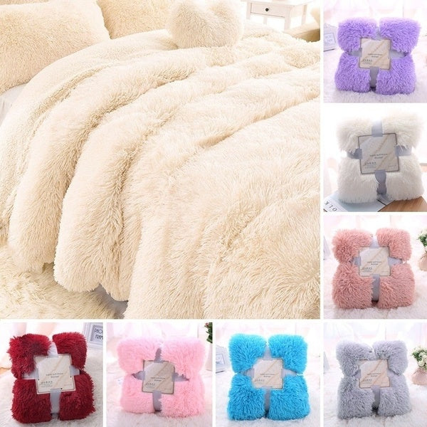 Large Soft Warm Shaggy Faux Fur Throw Blanket Sofa Double King Bed Blanket