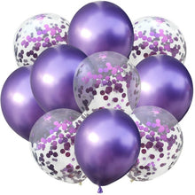 Load image into Gallery viewer, 10pcs Confetti Balon and Metallic Balon Mixed Amazing Sight for Party