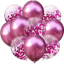 Load image into Gallery viewer, 10pcs Confetti Balon and Metallic Balon Mixed Amazing Sight for Party