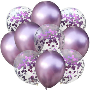 10pcs Confetti Balon and Metallic Balon Mixed Amazing Sight for Party