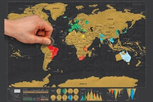 Luxury Black Golden/National Flag Travel Map Scrapes World Map Scratch Map