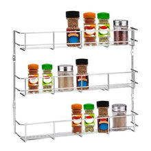 Load image into Gallery viewer, Silver Kitchen Spice Rack Cabinet Shelf Organizer Storage Wall Mount Holder