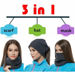 3 In 1 Winter Unisex Multifunctional Sport Scarf Headwear Face Mask Outdoor Neck Warmer Beanie