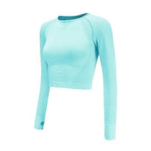 Load image into Gallery viewer, Women Cropped Seamless Long Sleeve Top Sports Wear for Women Gym Yoga Shirt