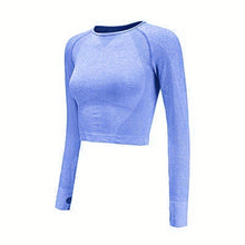 Load image into Gallery viewer, Women Cropped Seamless Long Sleeve Top Sports Wear for Women Gym Yoga Shirt