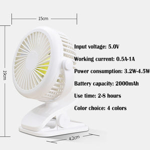 Mini USB Rechargeable Small Fan 360 Quiet Stroller Fan Small Portable Office Desktop Cooling Fan