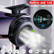 Load image into Gallery viewer, Mini USB Rechargeable Small Fan 360 Quiet Stroller Fan Small Portable Office Desktop Cooling Fan