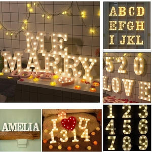 3D 26 Letter Alphabet &10 Number LED Marquee Sign Light Wall Hanging Night Lamp