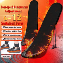 Load image into Gallery viewer, USB Electric Heated Cuttable Black Shoe Insoles Feet Warmer Sock Pad Mat with Cable