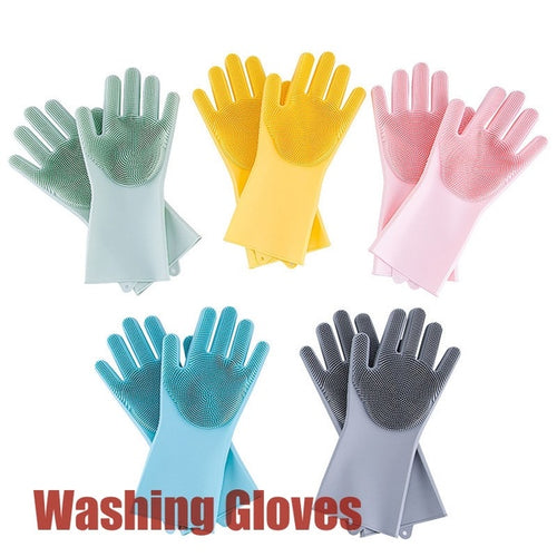 Multifunction Silicone Dishwashing Gloves Use for Kitchen Household Cleaning