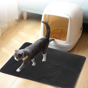 Waterproof Cat Litter Mat Pad Black Cats Litter Trapper Double Layer Nonslip EVA Protect Floor Feeding Mats