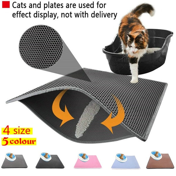 Waterproof Cat Litter Mat Pad Black Cats Litter Trapper Double Layer Nonslip EVA Protect Floor Feeding Mats