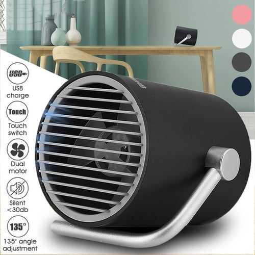 Portable Mini Whisper Quiet Cyclone Air Circulating Technology Touch Sensoring USB Table Desk Fan