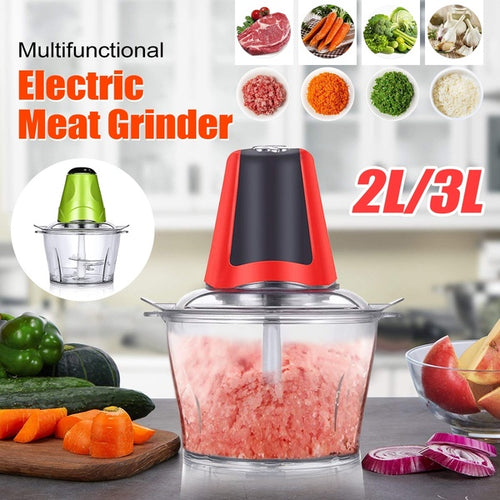 2L/3L Multipurpose Electric Meat Slicer Vegetable Grinders Mincer Cutter Food Processor with Vegetable Plastic Bowl