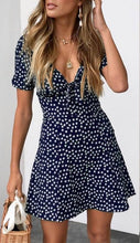 Load image into Gallery viewer, Women Dress Polka Dot Mini Dress V-neck Short Sleeve Summer Beach Dresses