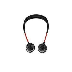 Portable Mini Fan Double Wind Heads Neckband Fan with USB Rechargeable for Traveling Outdoor Sports